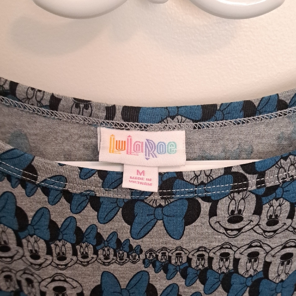 LuLaRoe Gray and Teal Character Print Dress